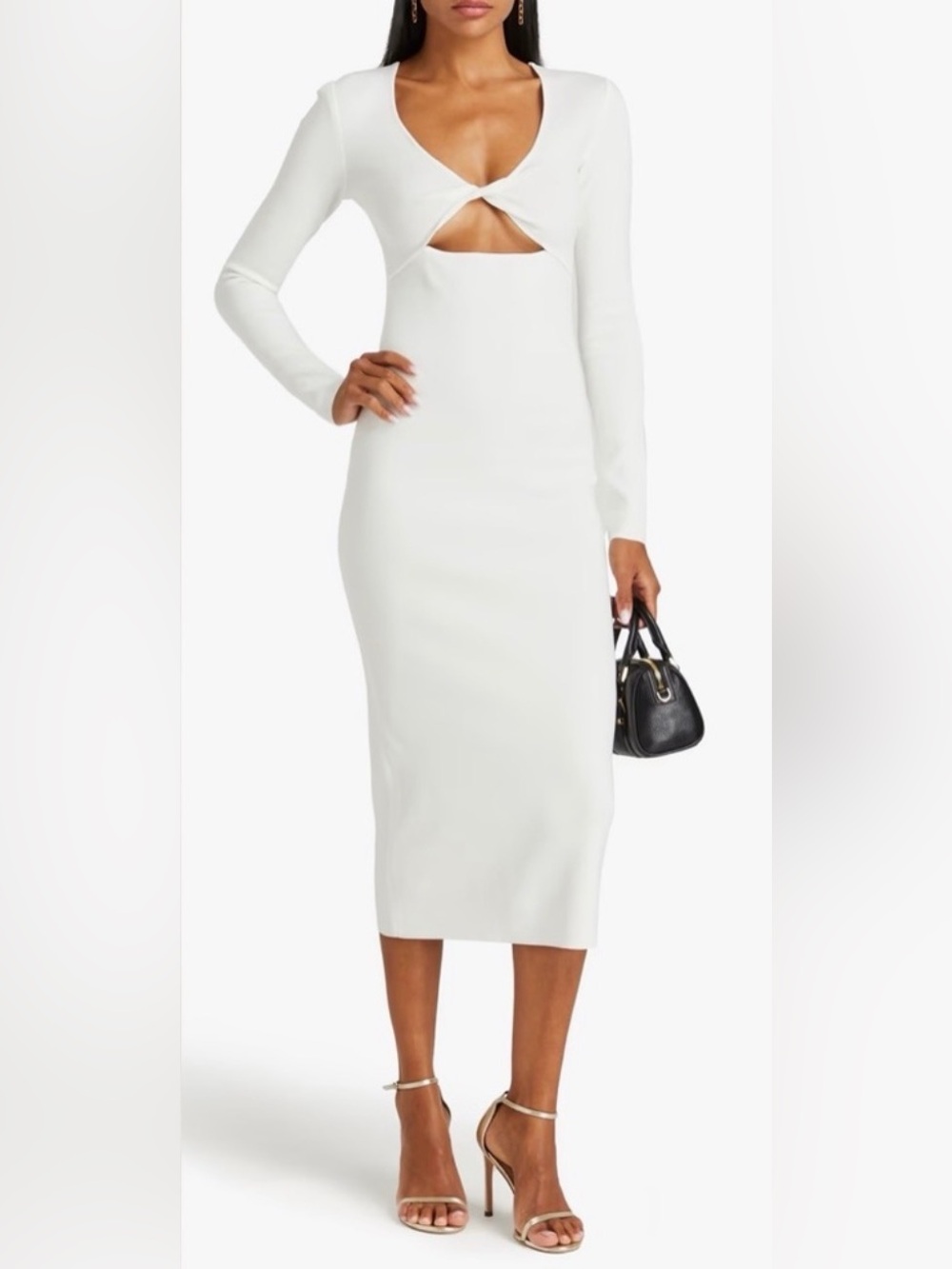 Zeynep Arcay Twist Front Midi Dress in White